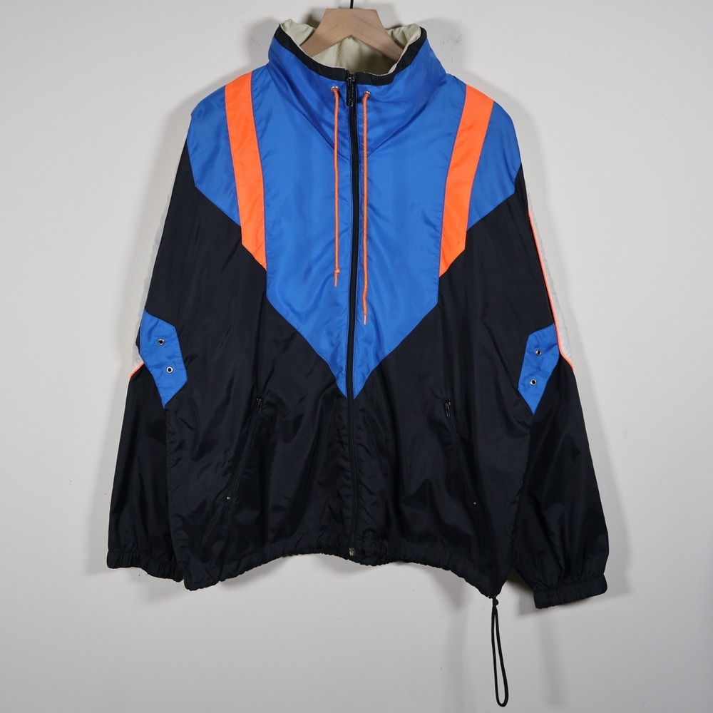 Vintage‎ Reebok Vented Hidden Hood Track Jacket Men's Large 26.5x28